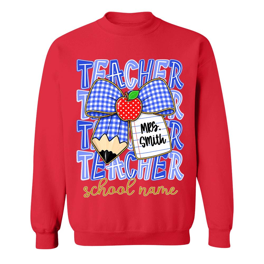 Personalized Coquette Bow Teacher Para Librarian Counselor Appreciation Back to School, Custom Job Title Teacher Name, Gifts For Teacher MI209 Hv01