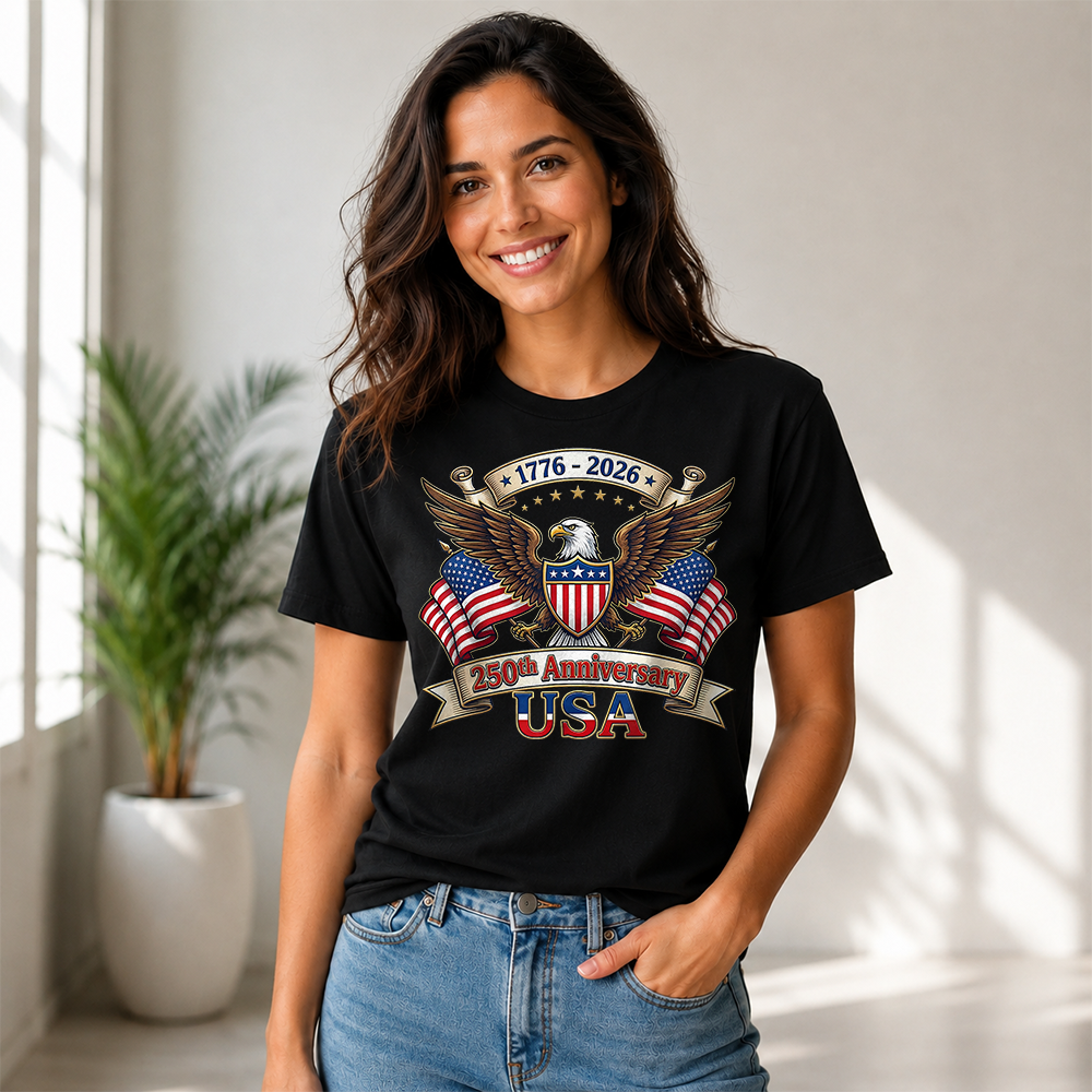 America 250 Years Anniversary T-Shirt, USA 1776-2026 4th of July Patriotic Tee Hv01