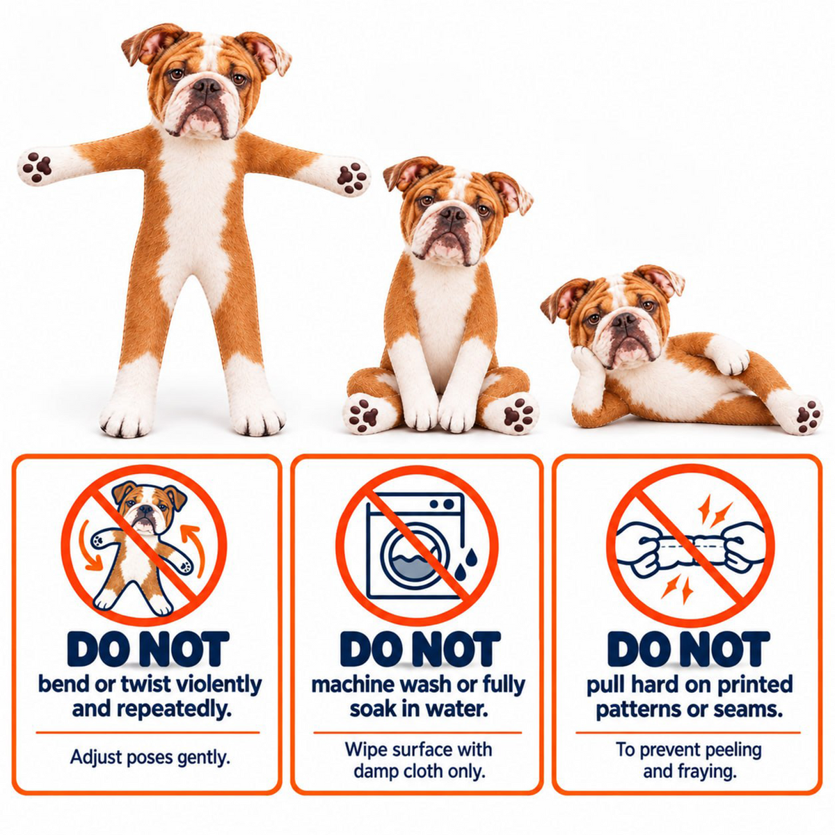 Personalized Bulldog Photo Pet Squishy Toy Poseable Plush Doll, Funny Gift For Dog Mom, Dad, Pet Lover T1807 T24 TL06