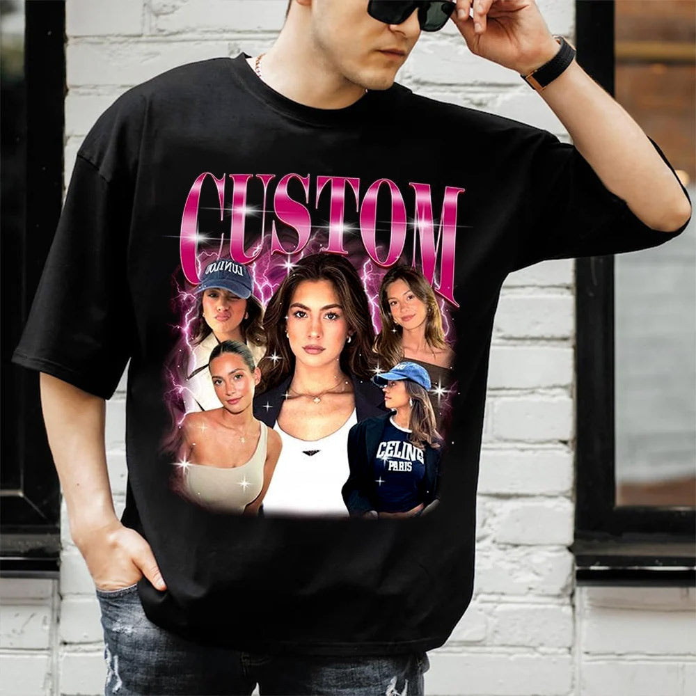 Custom Girlfriend T-Shirt, Custom Bootleg Shirt, Custom 90s Shirt With Girlfriend Wife Face Photo Vintage Shirts, Valentine Gifts For Him