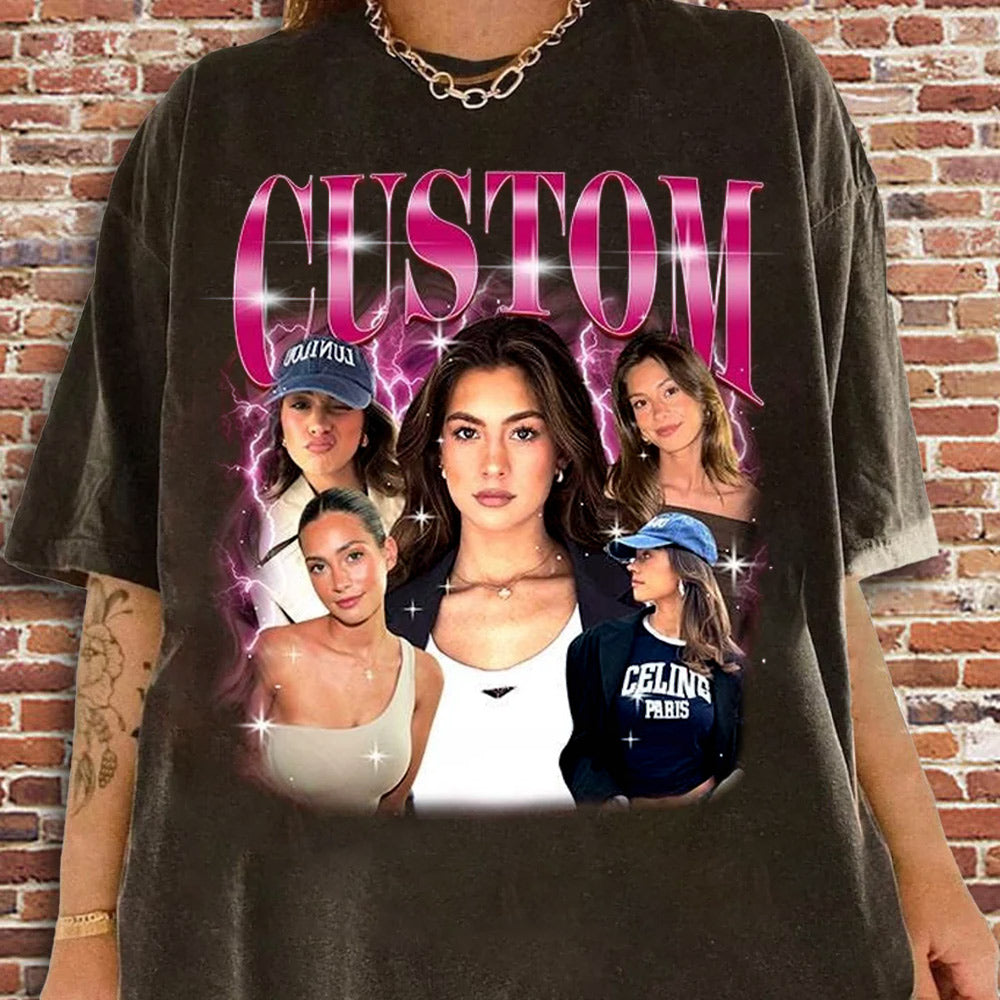 Custom Girlfriend T-Shirt, Custom Bootleg Shirt, Custom 90s Shirt With Girlfriend Wife Face Photo Vintage Shirts, Valentine Gifts For Him