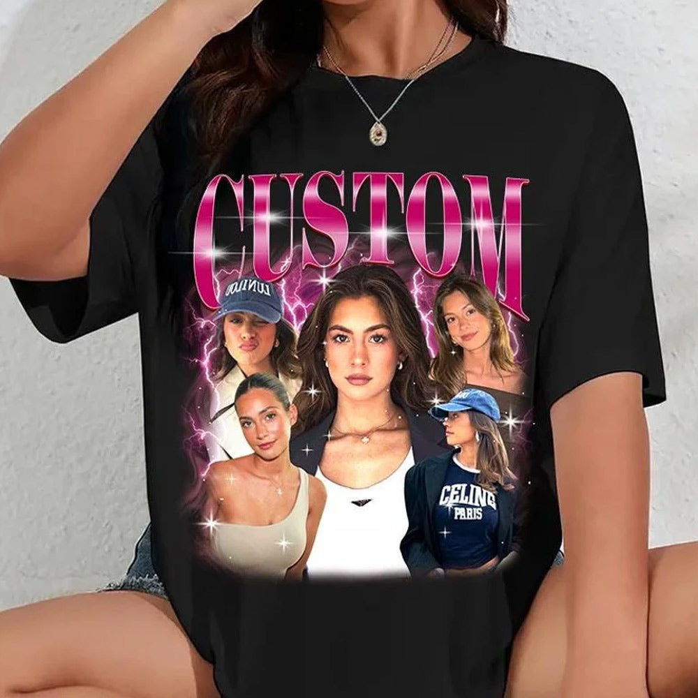 Custom Girlfriend T-Shirt, Custom Bootleg Shirt, Custom 90s Shirt With Girlfriend Wife Face Photo Vintage Shirts, Valentine Gifts For Him
