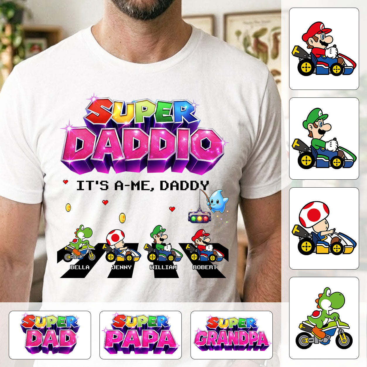 Customized Super Daddio It's A Me, Daddy Shirts, Father's Day Gift For Dad L0411 VH01