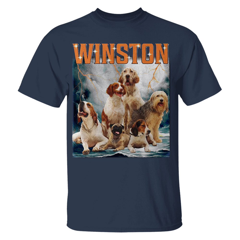 Custom Photo Retro Vintage Dog Portrait Shirt - Custom Upload Photo Bootleg Tee