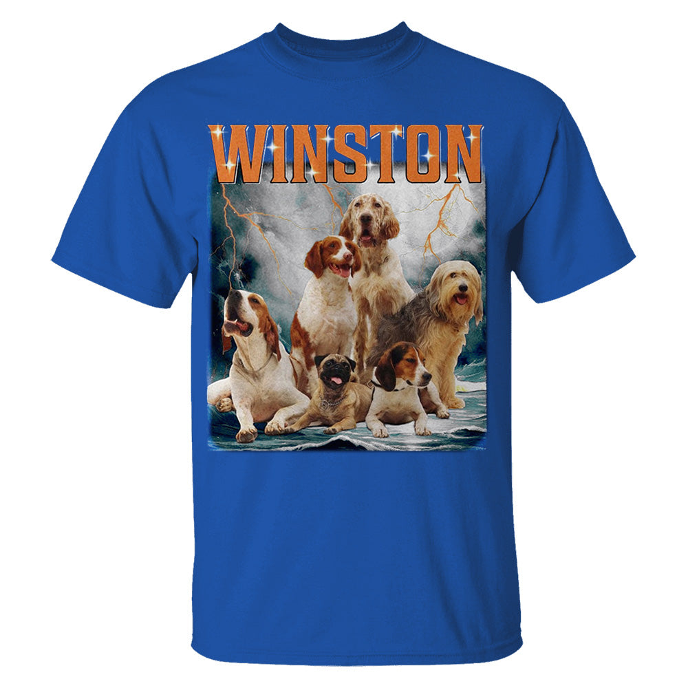 Custom Photo Retro Vintage Dog Portrait Shirt - Custom Upload Photo Bootleg Tee