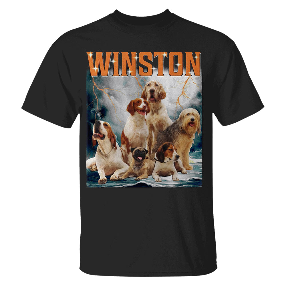 Custom Photo Retro Vintage Dog Portrait Shirt - Custom Upload Photo Bootleg Tee
