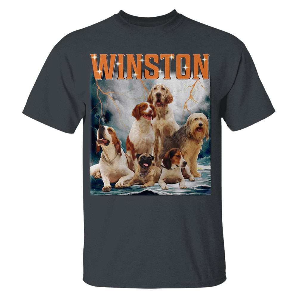 Custom Photo Retro Vintage Dog Portrait Shirt - Custom Upload Photo Bootleg Tee