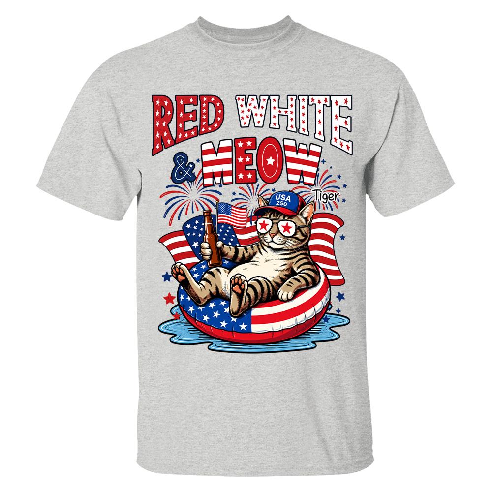 Red White Meow, Custom Photo Pet Shirt, America 250th Anniversary Gifts For Dog Cat Lovers, Dog Dad And Mom, Cat Owners T1807 Hv01 