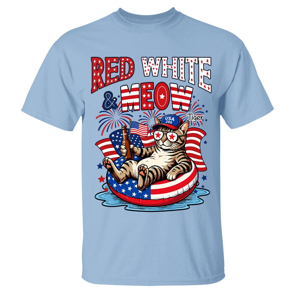 Red White Meow, Custom Photo Pet Shirt, America 250th Anniversary Gifts For Dog Cat Lovers, Dog Dad And Mom, Cat Owners T1807 Hv01 