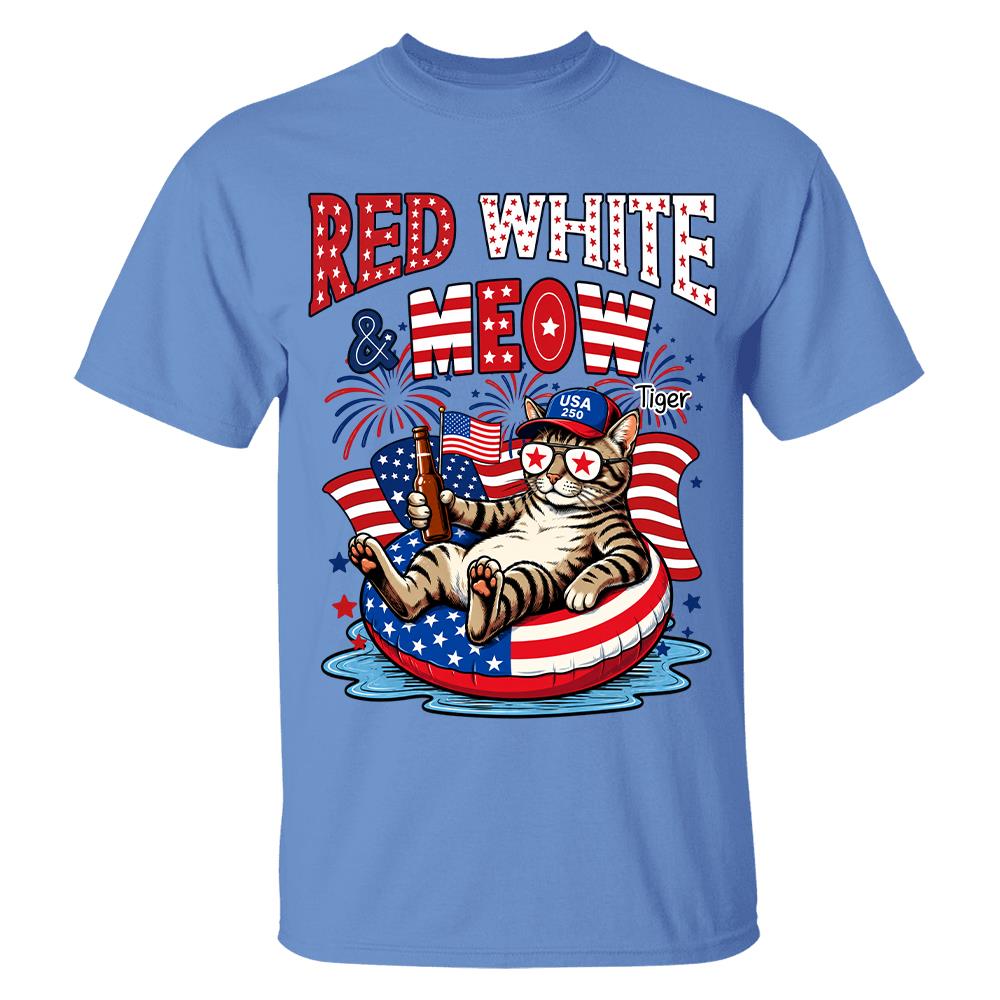 Red White Meow, Custom Photo Pet Shirt, America 250th Anniversary Gifts For Dog Cat Lovers, Dog Dad And Mom, Cat Owners T1807 Hv01 