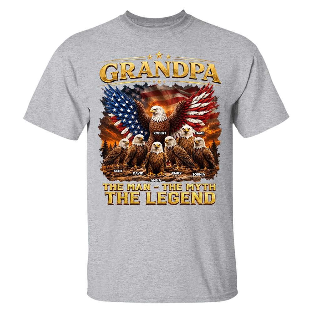 Grandpa Eagle - Personalized Shirt For Grandpa & Dad Vintage Shirt NA04 Hv01