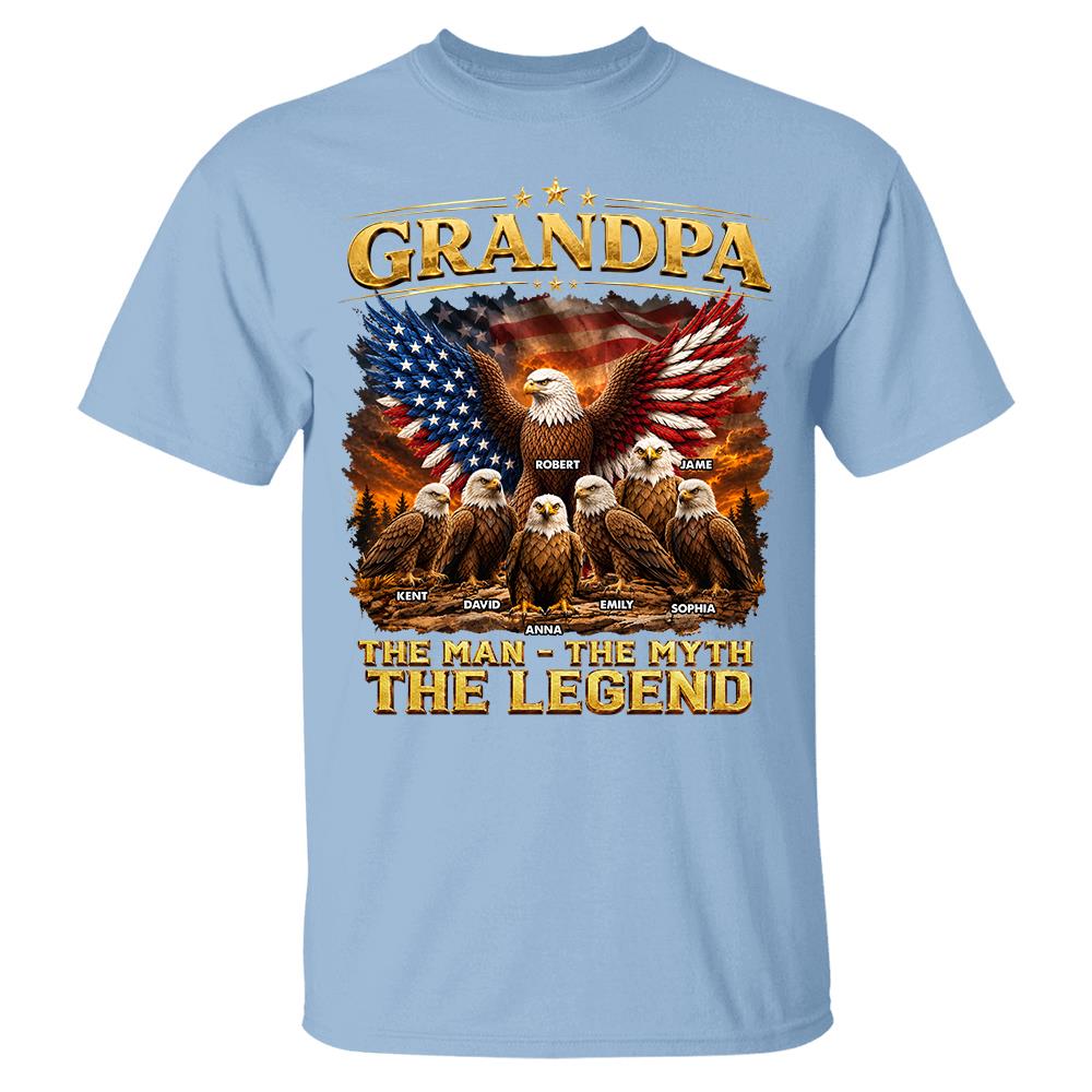 Grandpa Eagle - Personalized Shirt For Grandpa & Dad Vintage Shirt NA04 Hv01