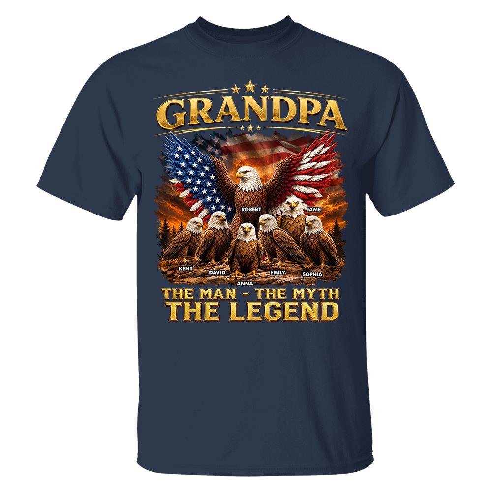 Grandpa Eagle - Personalized Shirt For Grandpa & Dad Vintage Shirt NA04 Hv01