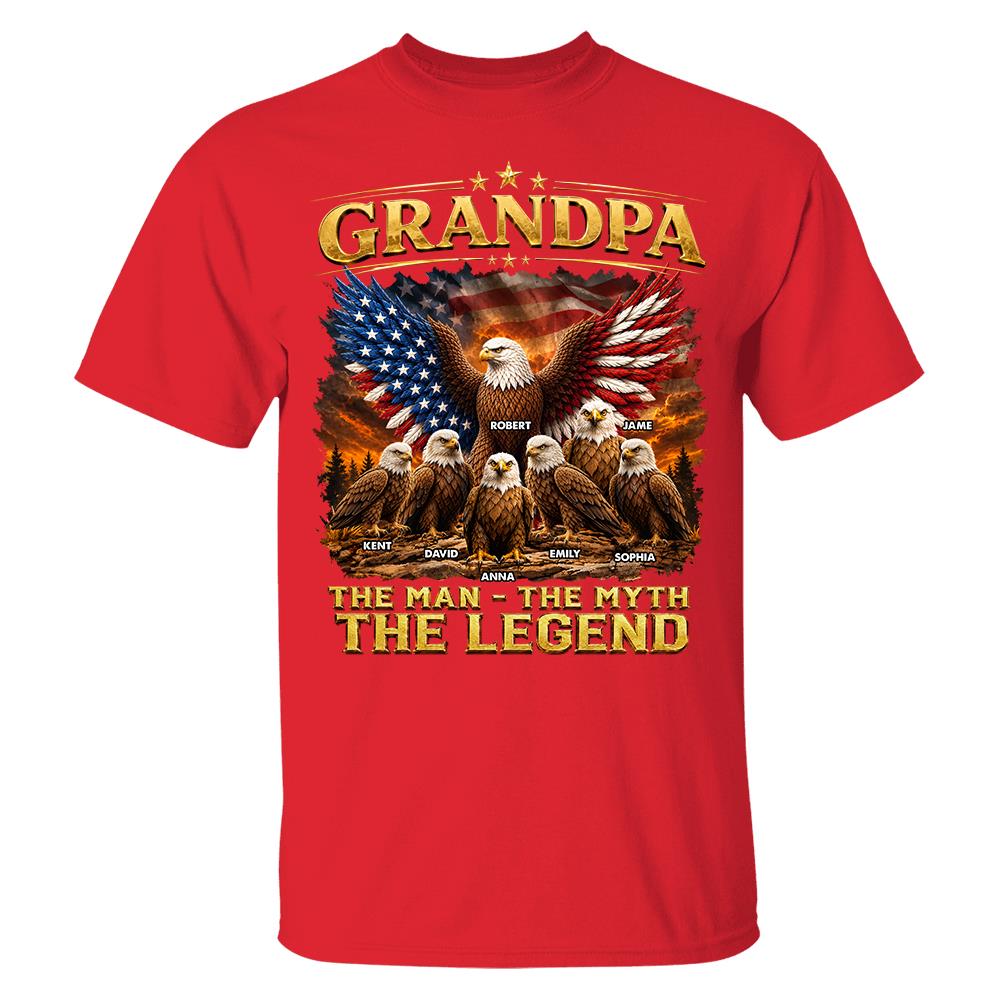 Grandpa Eagle - Personalized Shirt For Grandpa & Dad Vintage Shirt NA04 Hv01