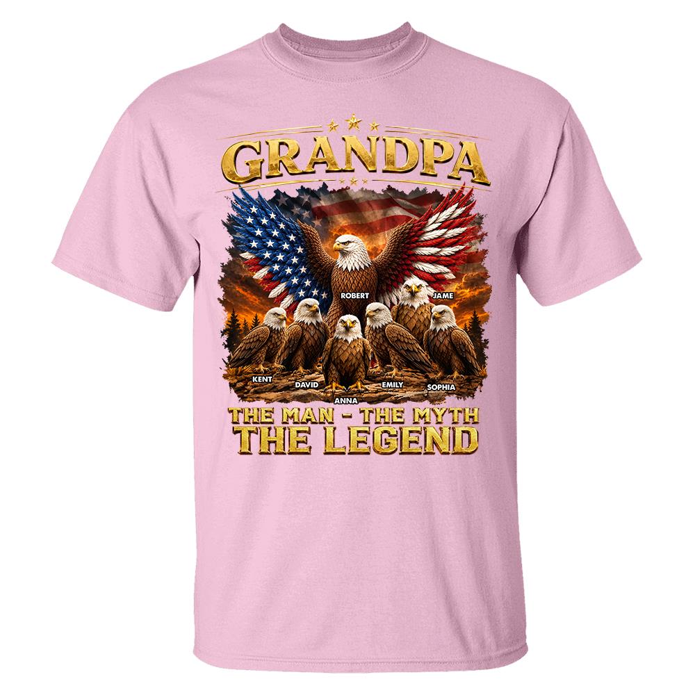 Grandpa Eagle - Personalized Shirt For Grandpa & Dad Vintage Shirt NA04 Hv01