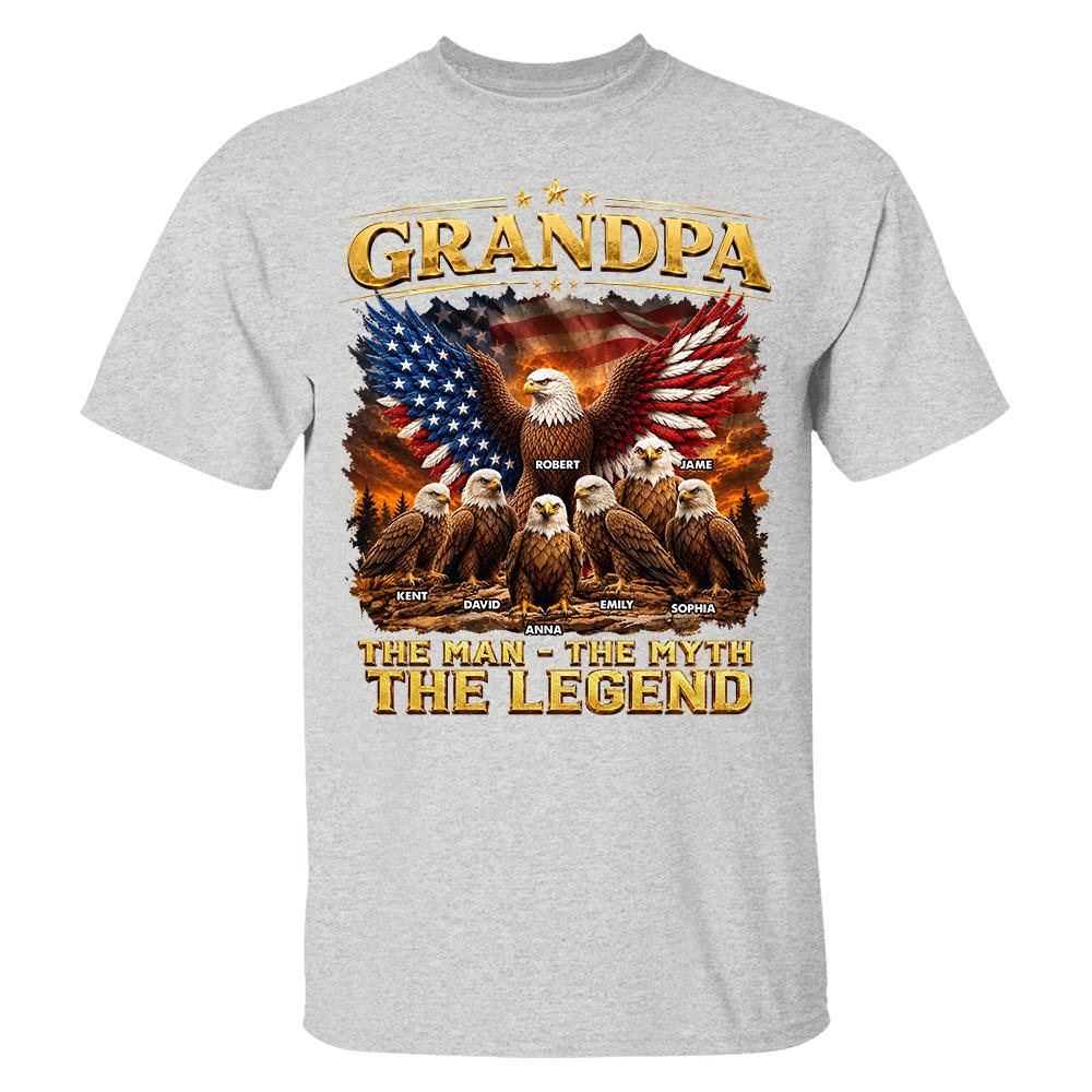 Grandpa Eagle - Personalized Shirt For Grandpa & Dad Vintage Shirt NA04 Hv01