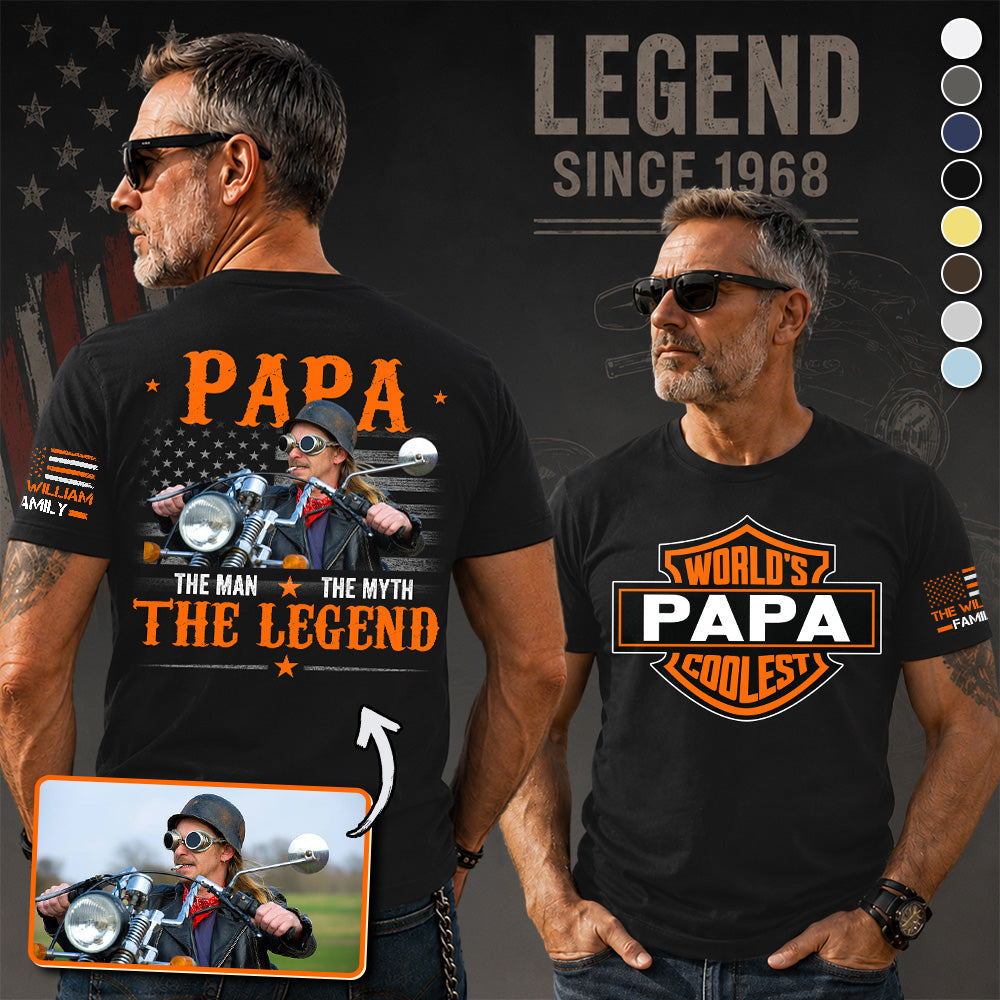 World's Papa Coolest - Papa, Tha Man, The Myth, The Legend - Personalized Upload Photo For Biker - Gift for Father's Day A2110 Pt99