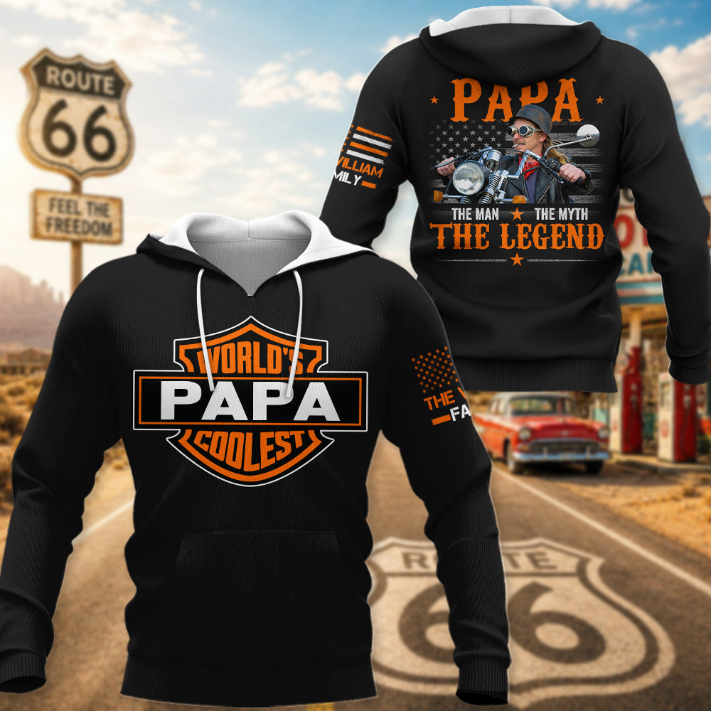 World's Papa Coolest - Papa, Tha Man, The Myth, The Legend - Personalized Upload Photo For Biker - Gift for Father's Day A2110 Pt99