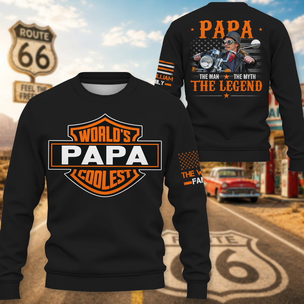 World's Papa Coolest - Papa, Tha Man, The Myth, The Legend - Personalized Upload Photo For Biker - Gift for Father's Day A2110 Pt99