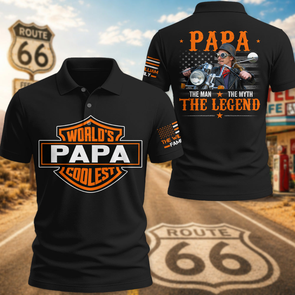 World's Papa Coolest - Papa, Tha Man, The Myth, The Legend - Personalized Upload Photo For Biker - Gift for Father's Day A2110 Pt99