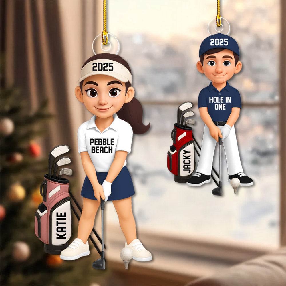 Personalized Golf Ornament - Custom Golfer Christmas Decoration - Golf Gift  Na02 Pt99
