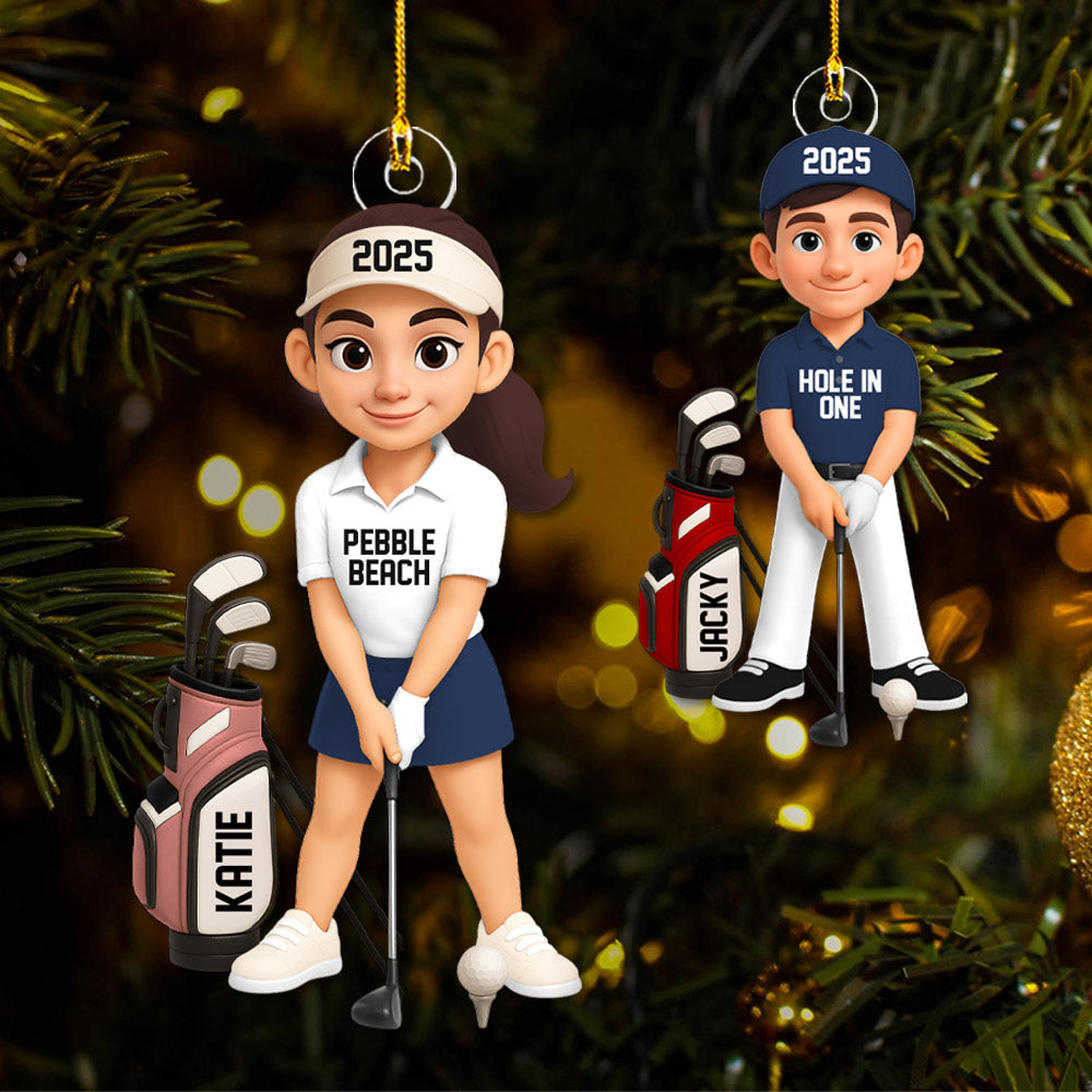 Personalized Golf Ornament - Custom Golfer Christmas Decoration - Golf Gift  Na02 Pt99