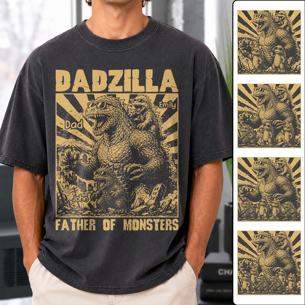 Personalized Dadzilla T-Shirt Father Day Gifts for Dad Funny Papa Tshirt Cool Daddy Dinosaur Tee Vr2