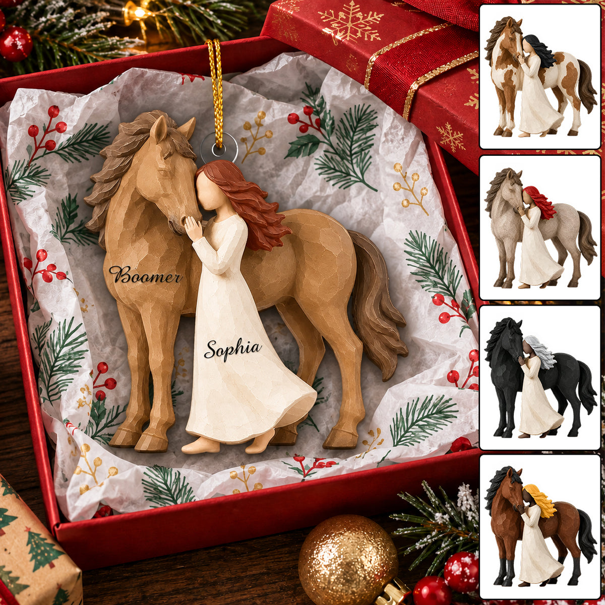 Personalized Girl And Horse Christmas Ornament, Horse Lover Gift VH01
