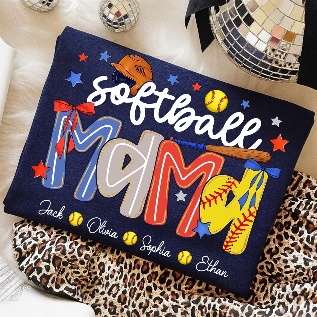 Personalized Softball Mama Shirt, Custom Softball Sports Grandma Nickname Shirt