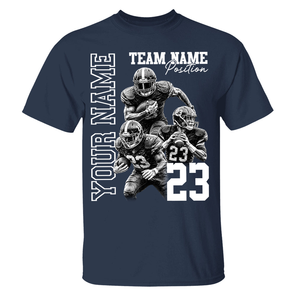Customized American Football Photos Collage Shirt, Personalized Football Shirt With Name & Number, Football Team Gift Na02 Pt99
