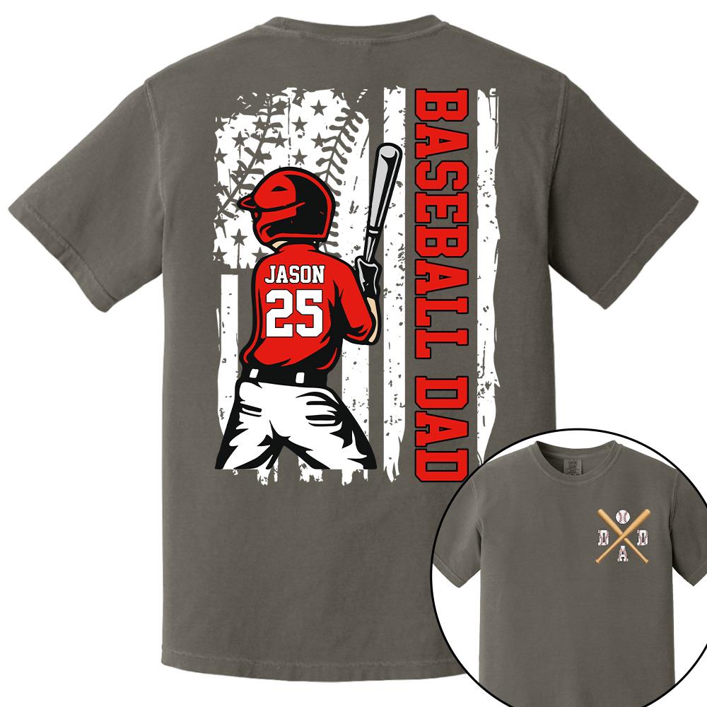 Best Dad Ever Personalized Ballpark Dad Shirt, Custom Baseball Softball Dad Tee, Father's Day Gift Na02 Hv01
