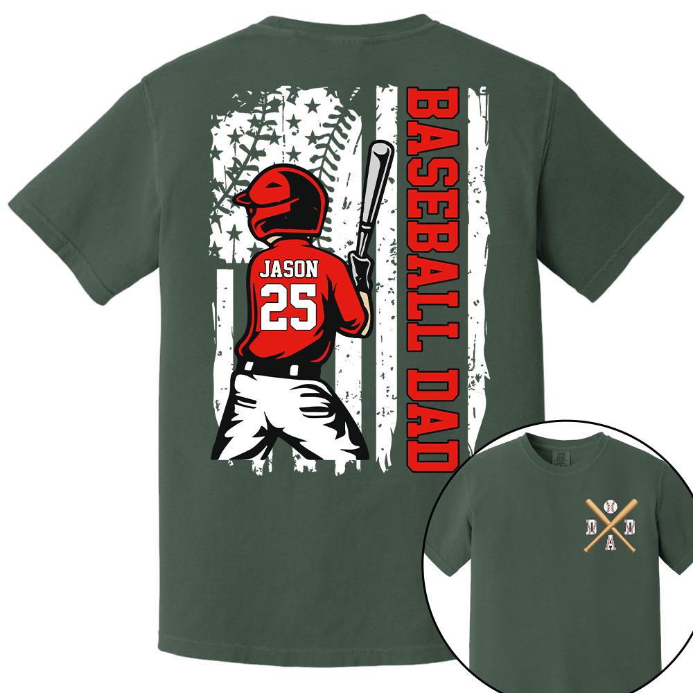 Best Dad Ever Personalized Ballpark Dad Shirt, Custom Baseball Softball Dad Tee, Father's Day Gift Na02 Hv01