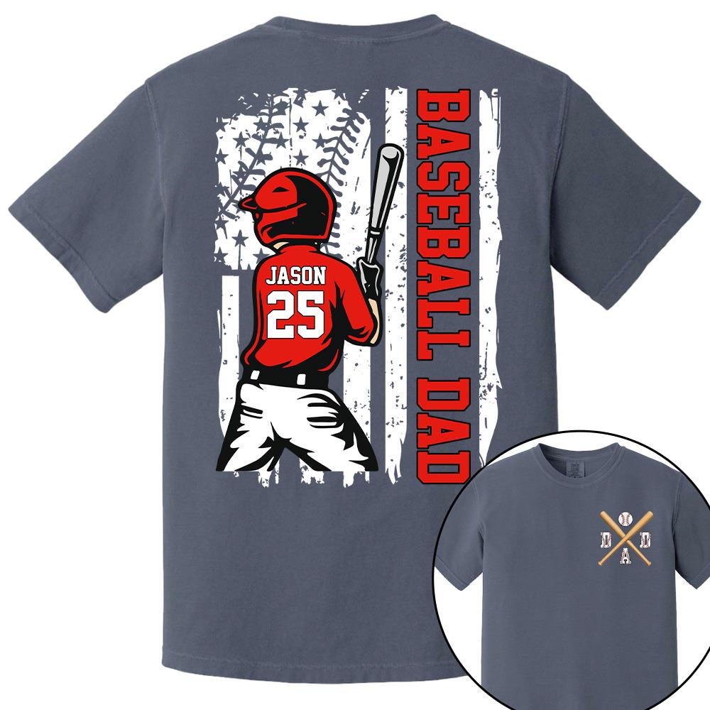 Best Dad Ever Personalized Ballpark Dad Shirt, Custom Baseball Softball Dad Tee, Father's Day Gift Na02 Hv01