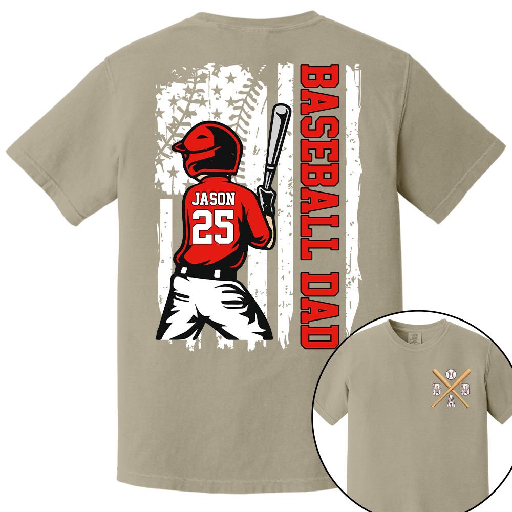 Best Dad Ever Personalized Ballpark Dad Shirt, Custom Baseball Softball Dad Tee, Father's Day Gift Na02 Hv01
