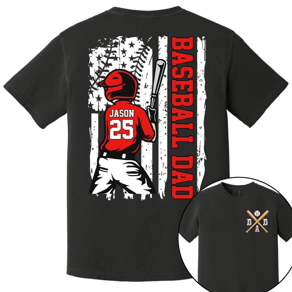 Best Dad Ever Personalized Ballpark Dad Shirt, Custom Baseball Softball Dad Tee, Father's Day Gift Na02 Hv01