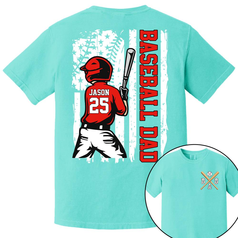 Best Dad Ever Personalized Ballpark Dad Shirt, Custom Baseball Softball Dad Tee, Father's Day Gift Na02 Hv01