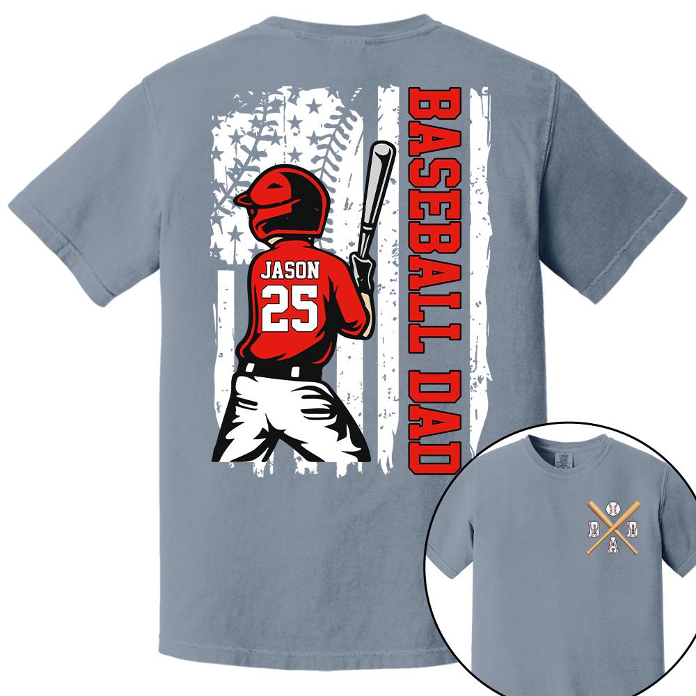 Best Dad Ever Personalized Ballpark Dad Shirt, Custom Baseball Softball Dad Tee, Father's Day Gift Na02 Hv01