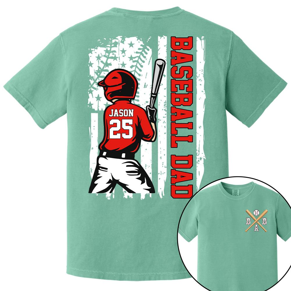 Best Dad Ever Personalized Ballpark Dad Shirt, Custom Baseball Softball Dad Tee, Father's Day Gift Na02 Hv01