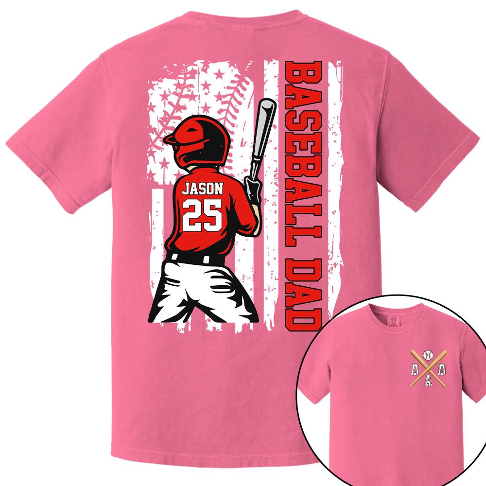 Best Dad Ever Personalized Ballpark Dad Shirt, Custom Baseball Softball Dad Tee, Father's Day Gift Na02 Hv01