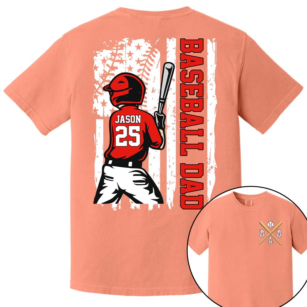Best Dad Ever Personalized Ballpark Dad Shirt, Custom Baseball Softball Dad Tee, Father's Day Gift Na02 Hv01