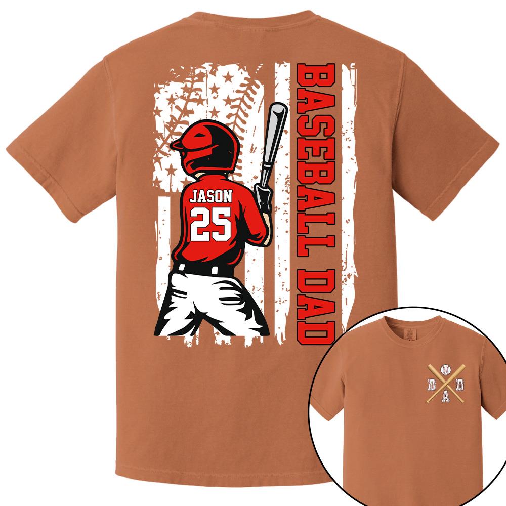 Best Dad Ever Personalized Ballpark Dad Shirt, Custom Baseball Softball Dad Tee, Father's Day Gift Na02 Hv01