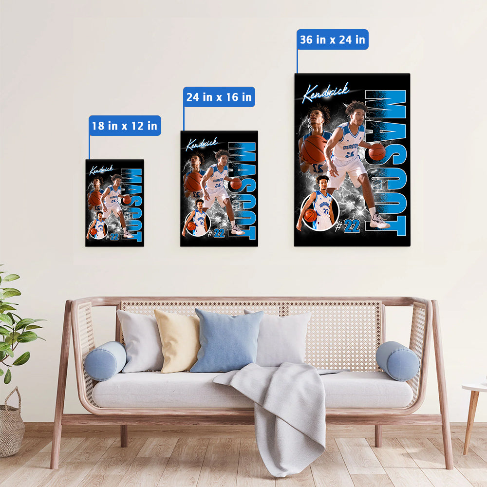 Custom Photo Basketball Player Poster - Personalized Team Name School Name Bootleg Poster T1807