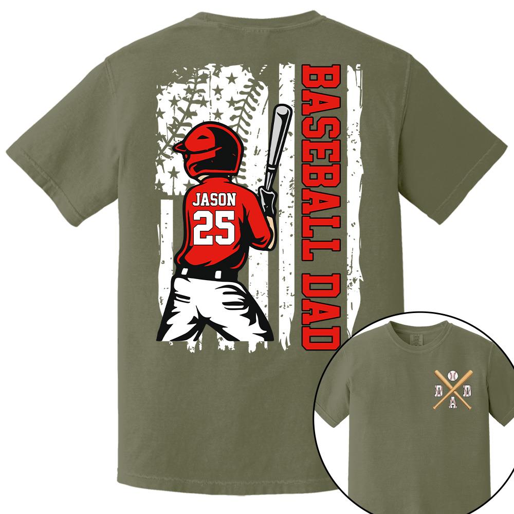 Best Dad Ever Personalized Ballpark Dad Shirt, Custom Baseball Softball Dad Tee, Father's Day Gift Na02 Hv01