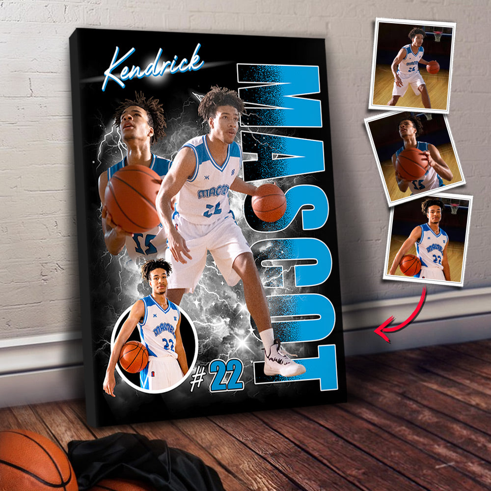 Custom Photo Basketball Player Poster - Personalized Team Name School Name Bootleg Poster T1807