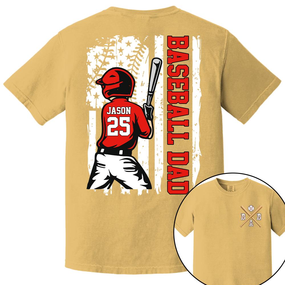 Best Dad Ever Personalized Ballpark Dad Shirt, Custom Baseball Softball Dad Tee, Father's Day Gift Na02 Hv01