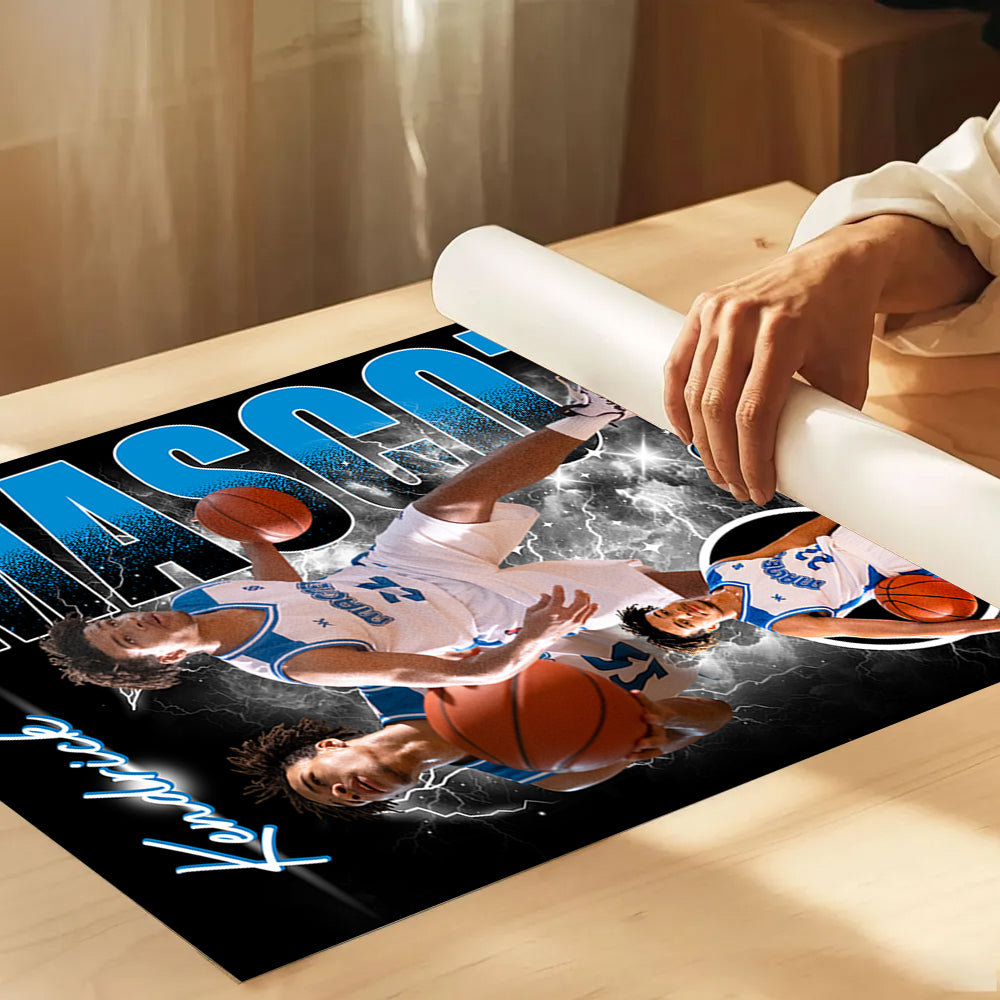 Custom Photo Basketball Player Poster - Personalized Team Name School Name Bootleg Poster T1807