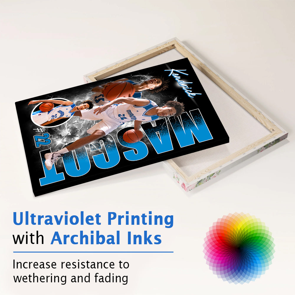 Custom Photo Basketball Player Poster - Personalized Team Name School Name Bootleg Poster T1807