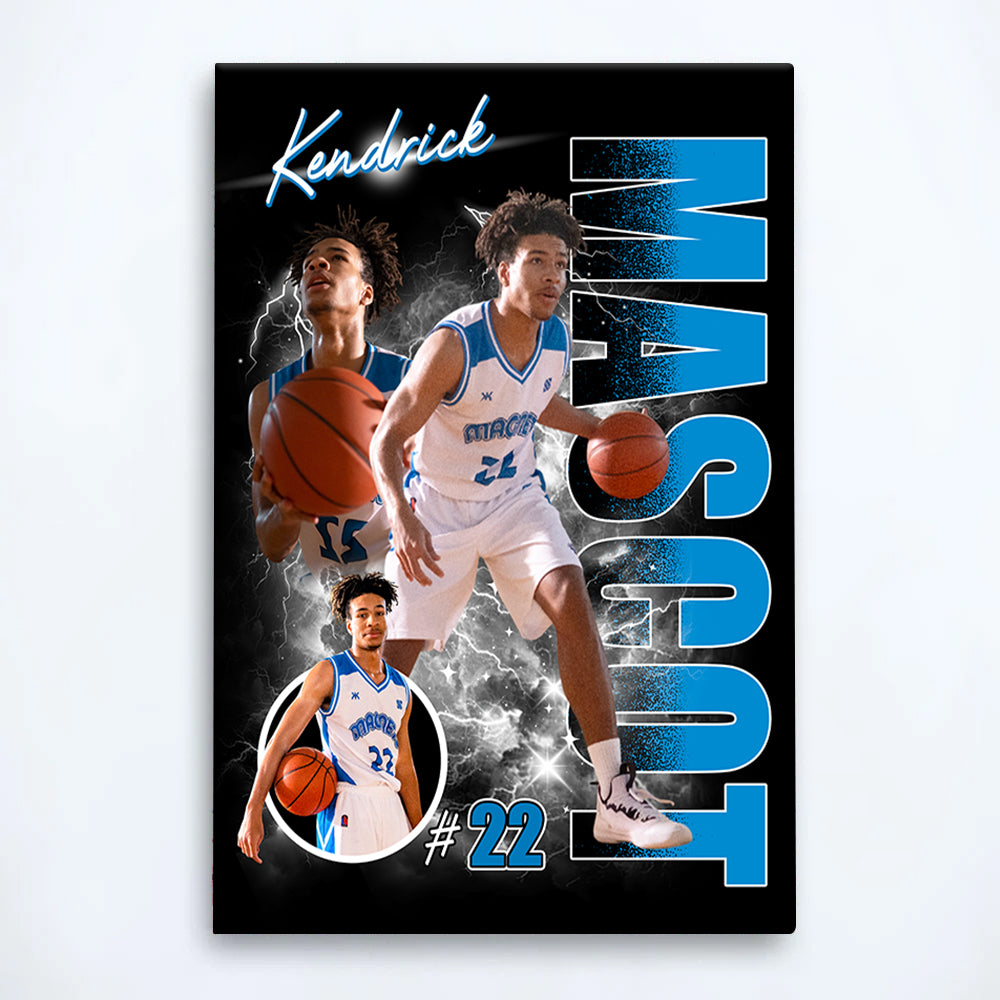 Custom Photo Basketball Player Poster - Personalized Team Name School Name Bootleg Poster T1807