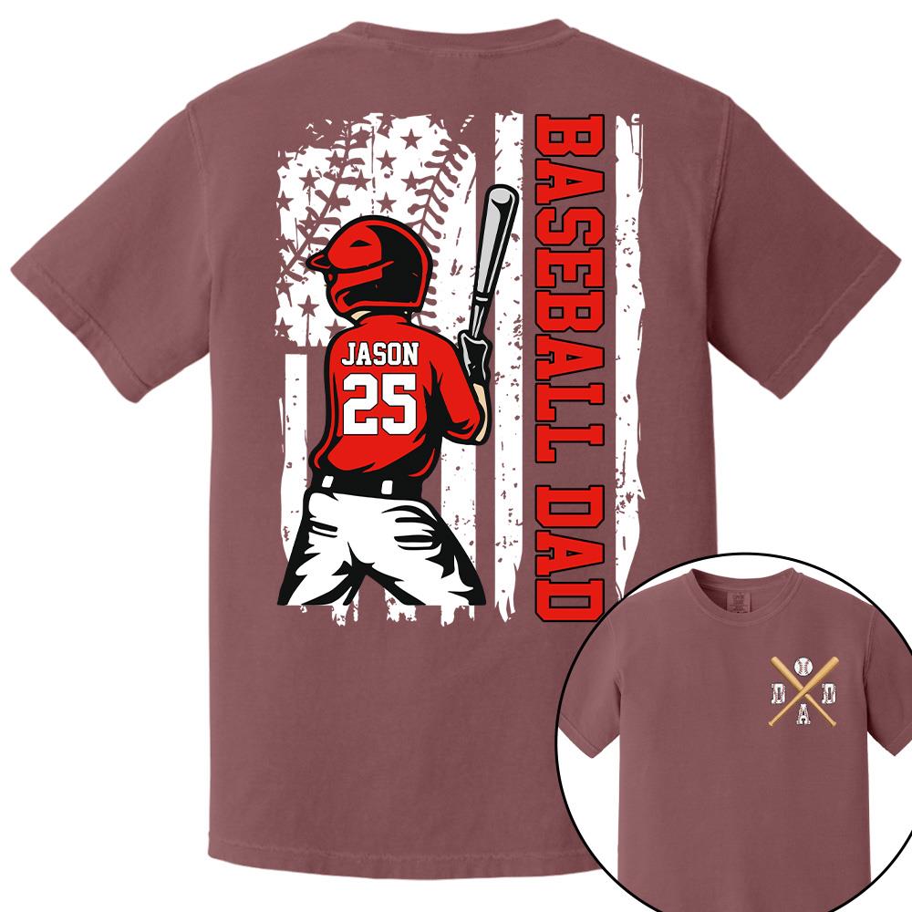 Best Dad Ever Personalized Ballpark Dad Shirt, Custom Baseball Softball Dad Tee, Father's Day Gift Na02 Hv01