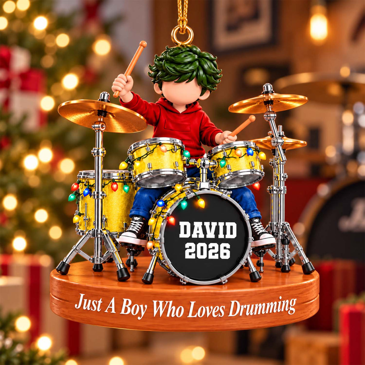 Custom Just A Boy Who Loves Drumming Ornament, Christmas Gifts For Drummer L0411 Pt99